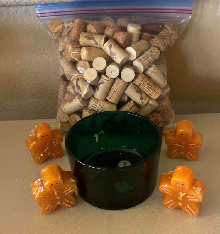 Photo 1 of 6 HOME DECOR, WINE CORKS, 4 CANDLES, 1 BOWL