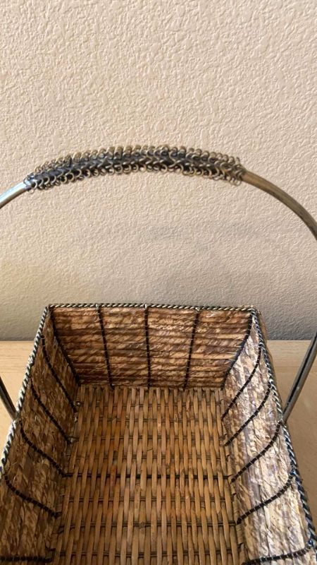 Photo 3 of TWO WICKER AND METAL BASKETS ( LARGEST H 17”)