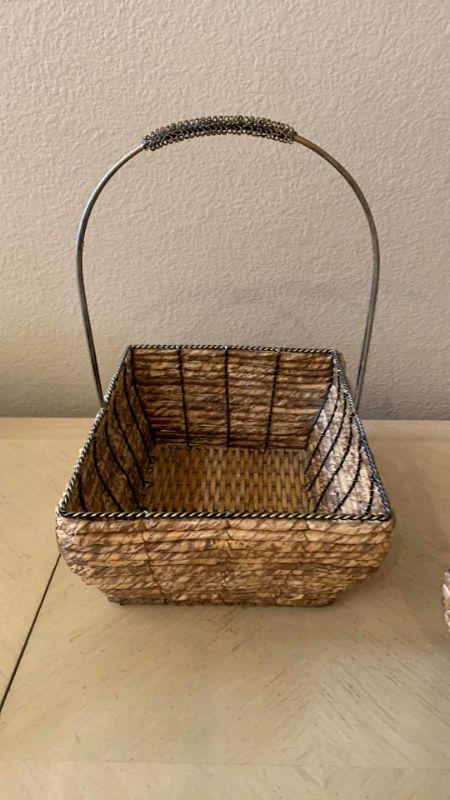 Photo 4 of TWO WICKER AND METAL BASKETS ( LARGEST H 17”)
