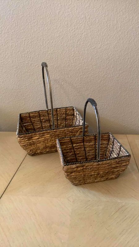 Photo 5 of TWO WICKER AND METAL BASKETS ( LARGEST H 17”)