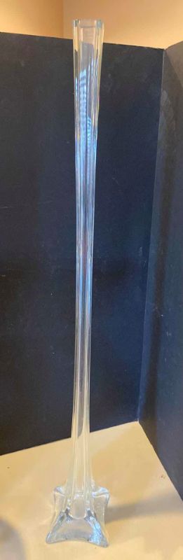 Photo 3 of PAIR OF GLASS VASES TALLEST 36"