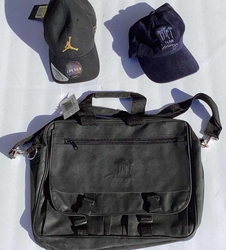 Photo 1 of 3 - MIRAGE CASINO MEMORBILIA: BAG, CAP AND MICHAEL JORDAN CAP