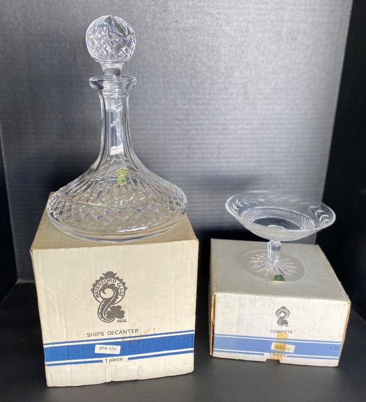 WATERFORD CRYSTAL DECANTER AND COMPOTE DISH