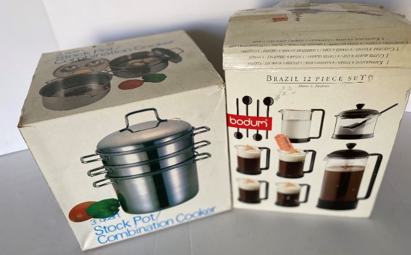 Photo 1 of 3 QUART STOCK POT/COMBINATION COOK AND BRAZIL 12 PIECE COFFEE SET