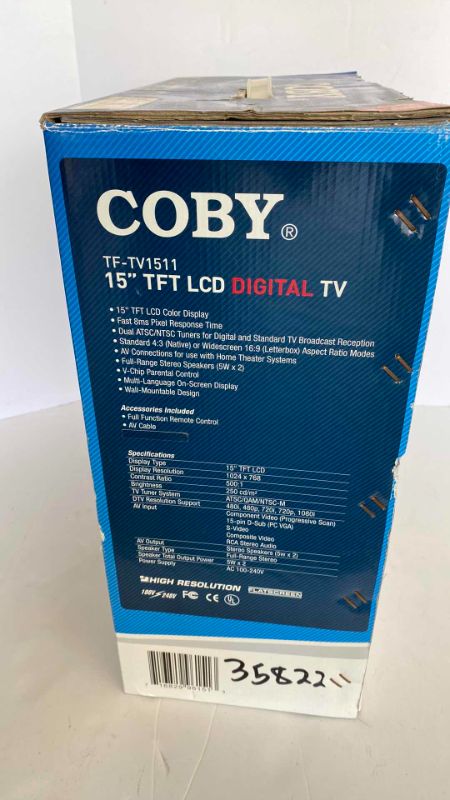 Photo 2 of COBY 15” TFT LCD DIGITAL TV TESTED 