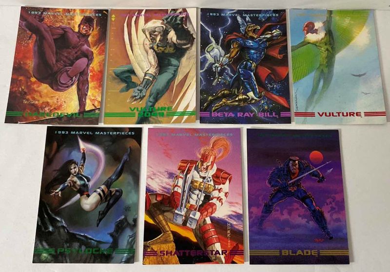 Photo 1 of 7 COLLECTIBLE CARDS 1993 MARVEL MASTERPIECES TRADING CARDS