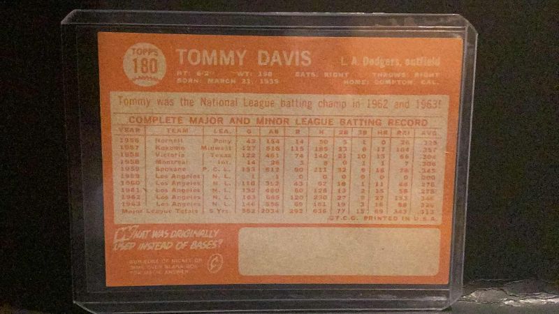 Photo 2 of 1964 TOMMY DAVIS TOPPS #180
