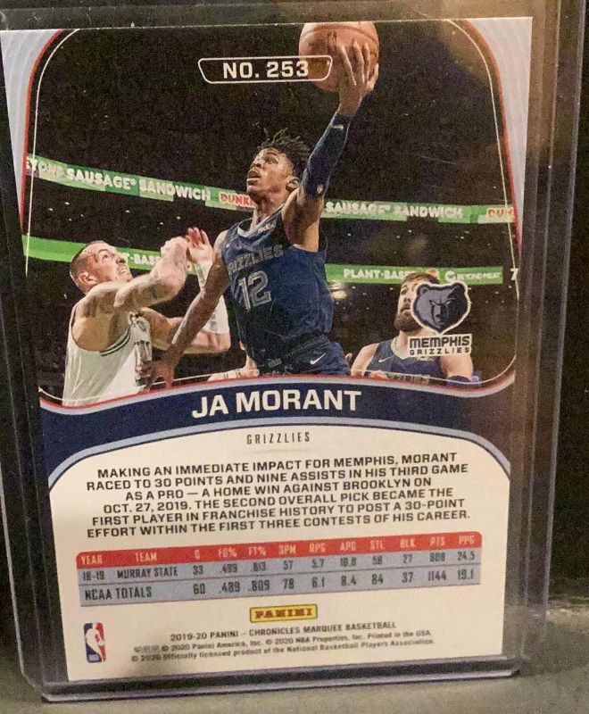 Photo 2 of 2019 JA MORRANT ROOKIE CHRONICLES MARQUEE #253