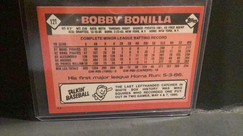 Photo 2 of 1986 BOBBY BONILLA ROOKIE TOPPS TRADED #12T