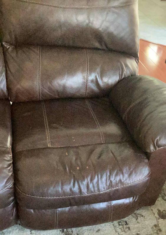 Photo 3 of LEATHER RECLINER LOVESEAT 60" X 41" H 40"