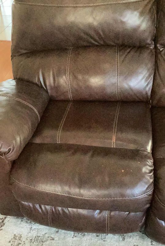 Photo 2 of LEATHER RECLINER LOVESEAT 60" X 41" H 40"