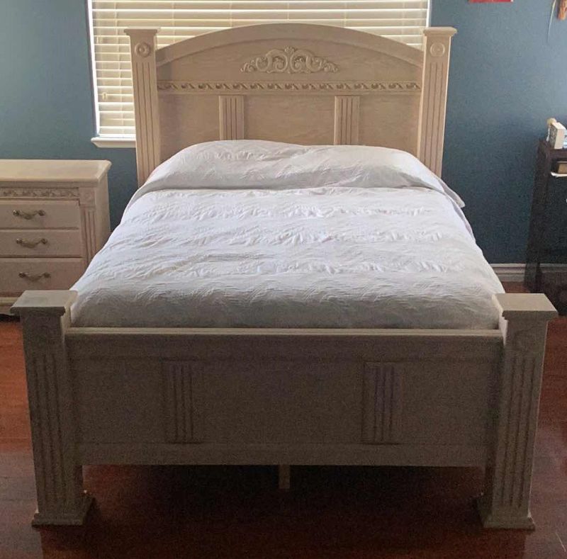 Photo 1 of WOODEN FULL SIZE BED FRAME  65" X 90" H 57" MATTRESS NOT INCLUDED