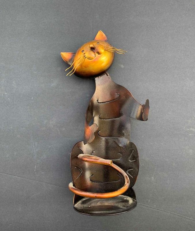 Photo 1 of METAL CAT CANDLE HOLDER 14” TALL
