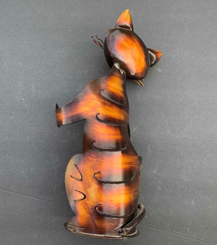 Photo 2 of METAL CAT CANDLE HOLDER 14” TALL