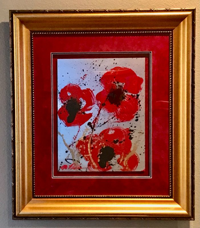 Photo 1 of DOMINIC PANGBORN FRAMED ACRYLIC ON ALUMINUM FLOATING POPPY 
18” x 13 7/8” 
SIGNED WITH COA AND APPRAISAL