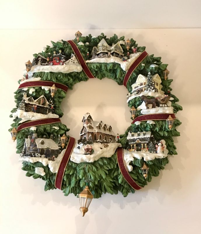 Photo 1 of THOMAS KINDKADE LIGHTED CHRISTMAS VILLAGE WREATH