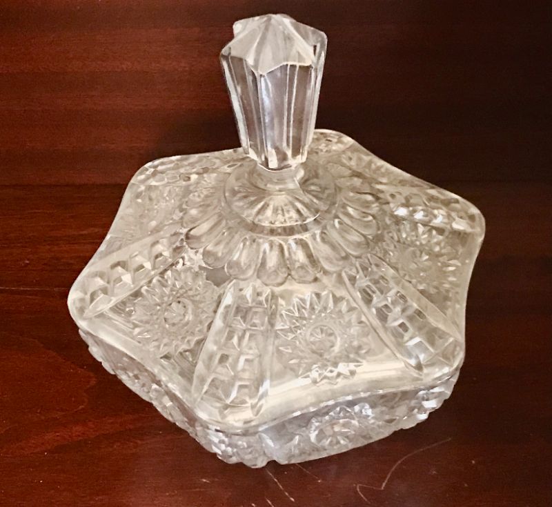 Photo 4 of VINTAGE CRYSTAL COVERED CANDY DISH H 7”