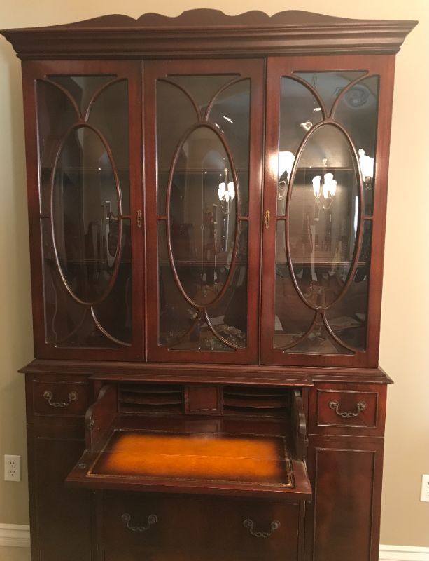 Photo 3 of ANTIQUE MAHOGANY CONVEX GLASS WINDOWS CHINA CABINET 29”X 15” X 79"