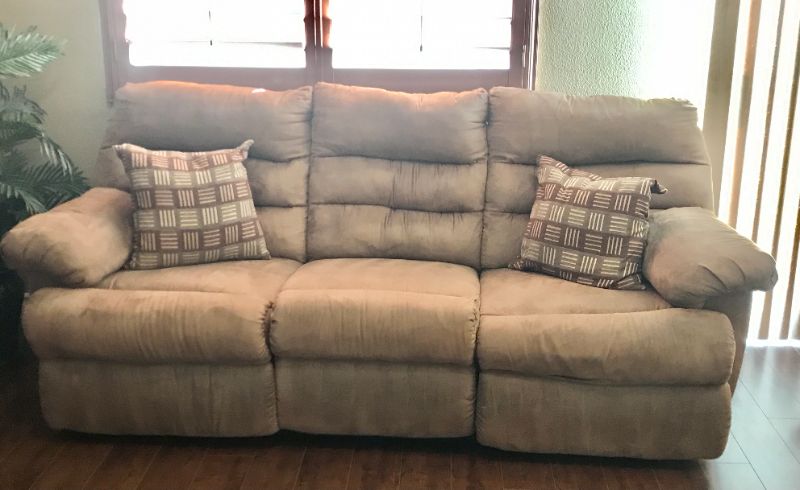 Photo 1 of MICROFIBER MANUAL RECLINING SOFA 
MATCHING LOVESEAT IN THIS AUCTION 