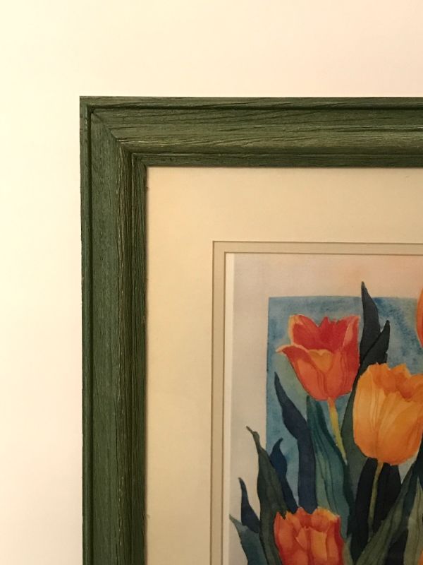 Photo 2 of S. FINDLEY FRAMED WATERCOLOR PAINTING TULIPS