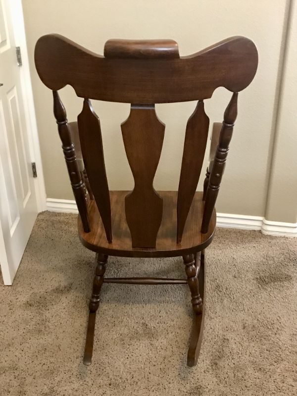 Photo 3 of VINTAGE SOLID WOOD ROCKING CHAIR  22”x18”x46”