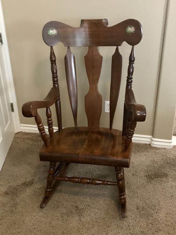 Photo 1 of VINTAGE SOLID WOOD ROCKING CHAIR  22”x18”x46”
