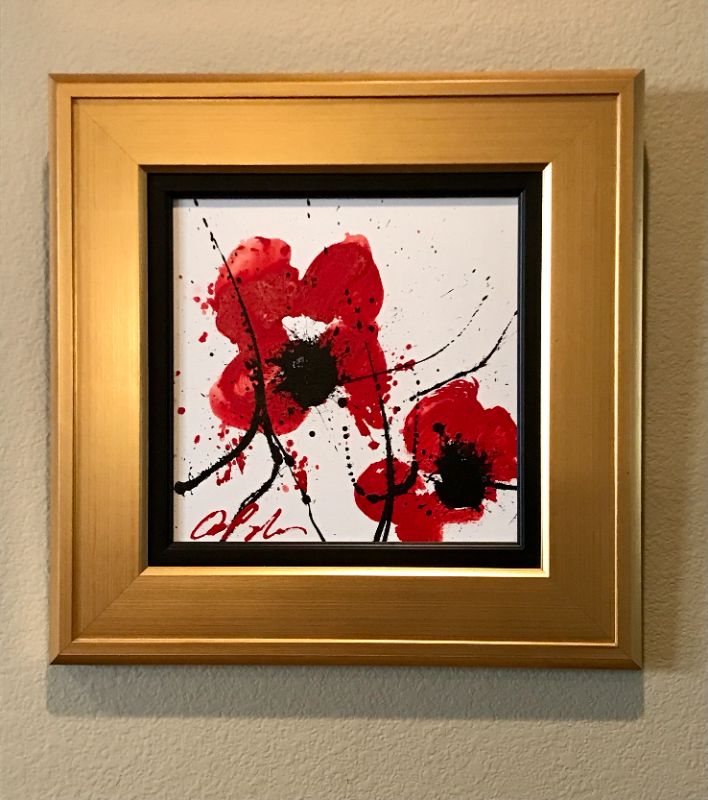 Photo 1 of DOMINIC PANGBORN FRAMED “FLOATING POPPY “ PAINTING ON ALUMINUM SIGNED BY ARTIST WITH COA & APPRAISAL 18”x13 7/8