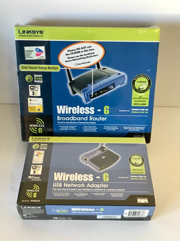 Photo 1 of NIB LINKSYS WIRELESS-G ROUTER & USB NETWORK ADAPTER