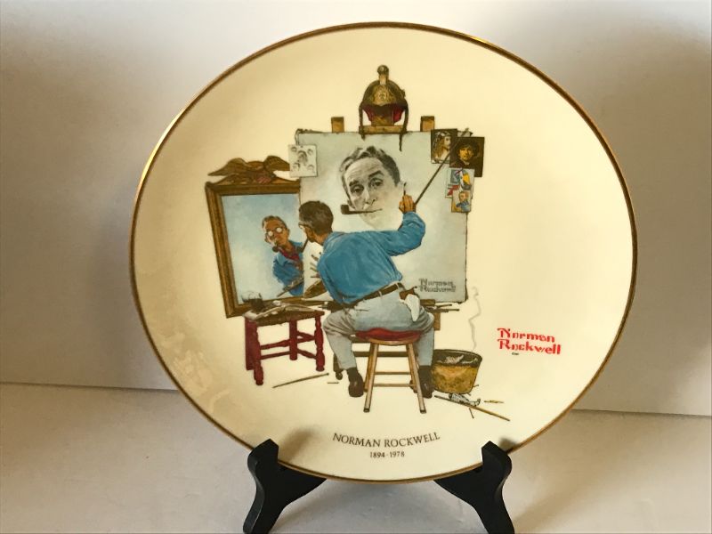 Photo 1 of VINTAGE 1978 NORMAN ROCKWELL COLLECTOR MEMORIAL PLATE TRIPLE SELF PORTRAIT & MORE