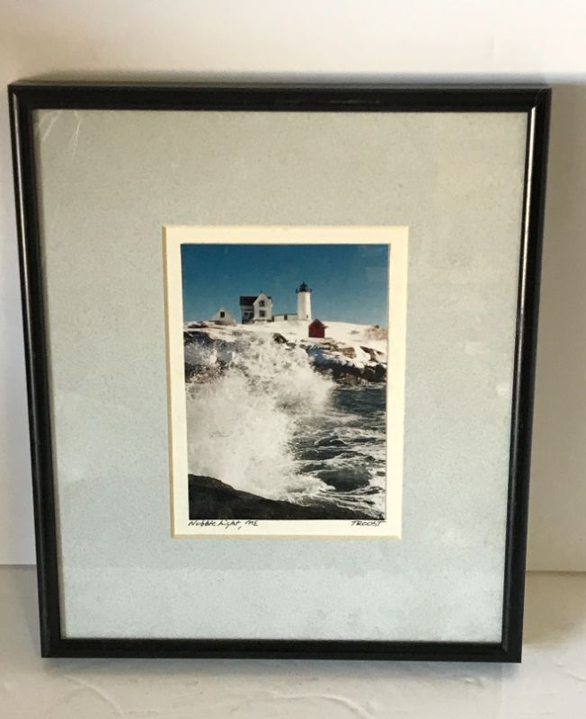 Photo 1 of FRAMED NUBBLE POINT LIGHTHOUSE PHOTOGRAPH 9”x10”