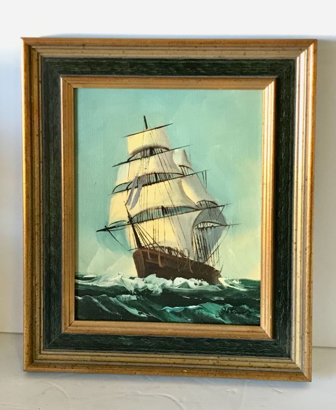 Photo 1 of VINTAGE OIL ON CANVAS SAILBOAT- SIGNED BY ARTIST