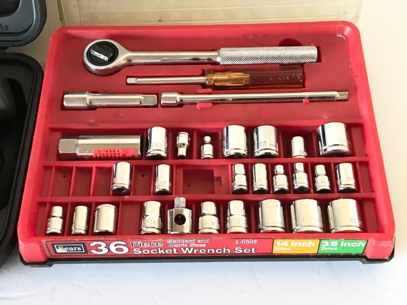 Photo 2 of CRAFTSMAN POWER SCREWDRIVER IN CASE & SEARS SOCKET SET - SOME MISSING SEE PHOTOS