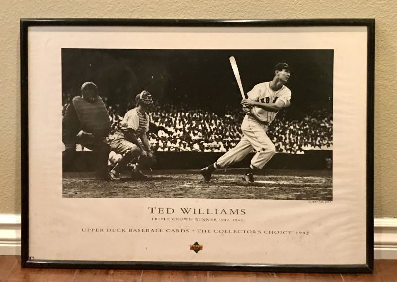 Photo 1 of TED WILLIAMS 1992 UPPER DECK TRIPLE CROWN LIMITED EDITION 2391/ 12,000 FRAMED PROF 
30”x22”