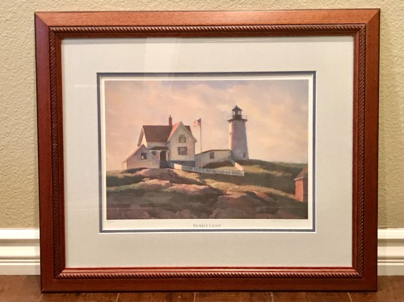 Photo 1 of FRAMED NUBBLE LIGHTHOUSE SIGNED BY ARTIST 25"X22"