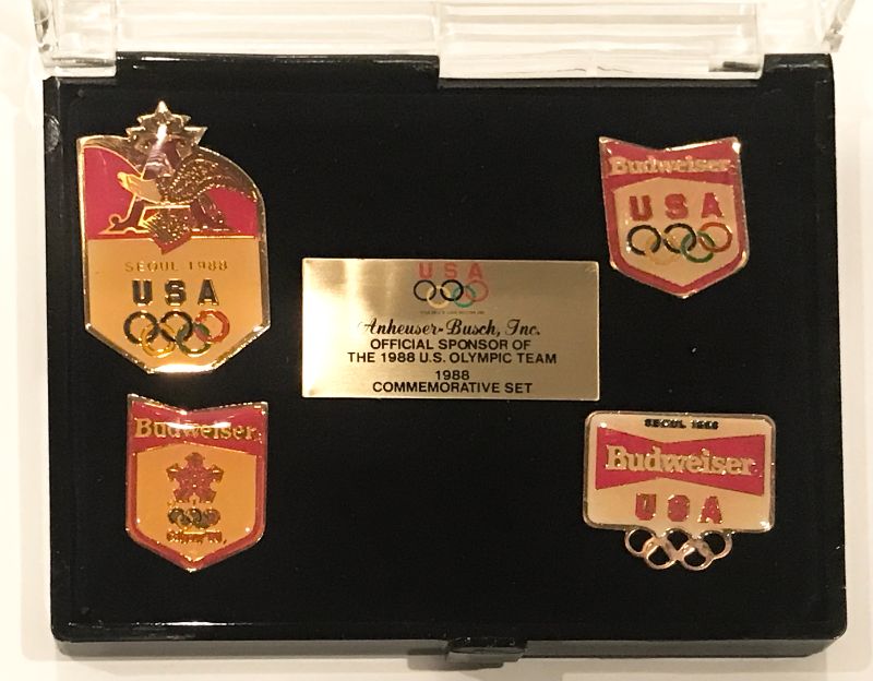Photo 1 of USA OLYMPIC 1988 COMMEMORATIVE PIN SET WITH BOX
