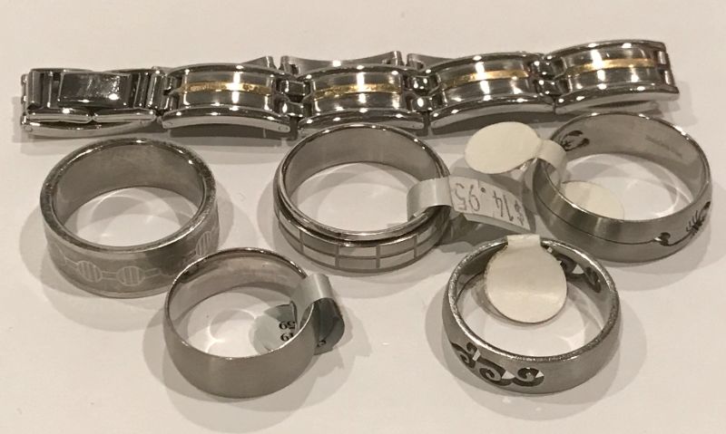 Photo 1 of MENS STAINLESS STEEL BRACELET & RINGS