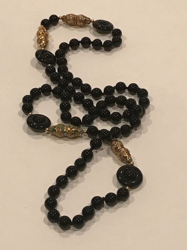 Photo 1 of VINTAGE BEADED BLACK ONYX NECKLACE