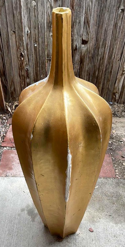 Photo 1 of GOLD TONE PLANTER / VASE / ART  
H-49” D- 15”