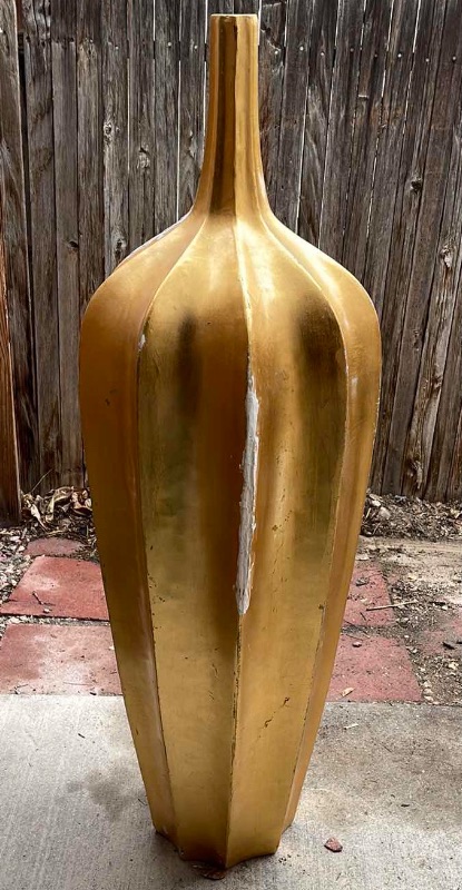 Photo 3 of GOLD TONE PLANTER / VASE / ART  
H-49” D- 15”