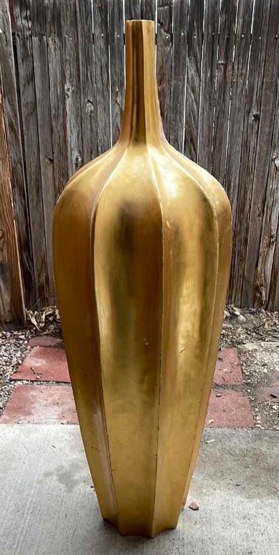 Photo 2 of GOLD TONE PLANTER / VASE / ART  
H-49” D- 15”