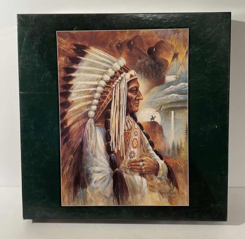 Photo 2 of NATIVE AMERICAN NIB SEALED 1000 PIECE PUZZLES- THE OLD NORTH TRAIL FRANK MCCARTHY & SITTING BULL BY RUANE MANNING