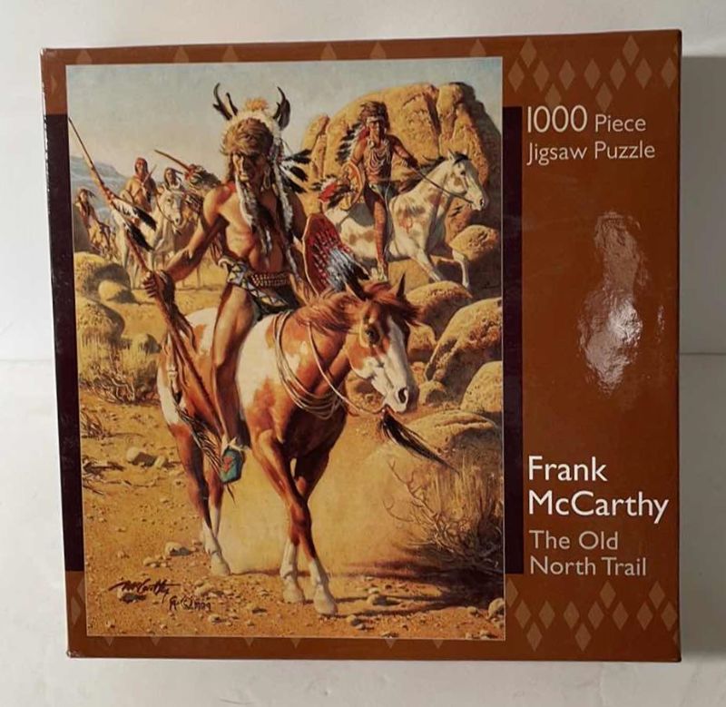 Photo 3 of NATIVE AMERICAN NIB SEALED 1000 PIECE PUZZLES- THE OLD NORTH TRAIL FRANK MCCARTHY & SITTING BULL BY RUANE MANNING