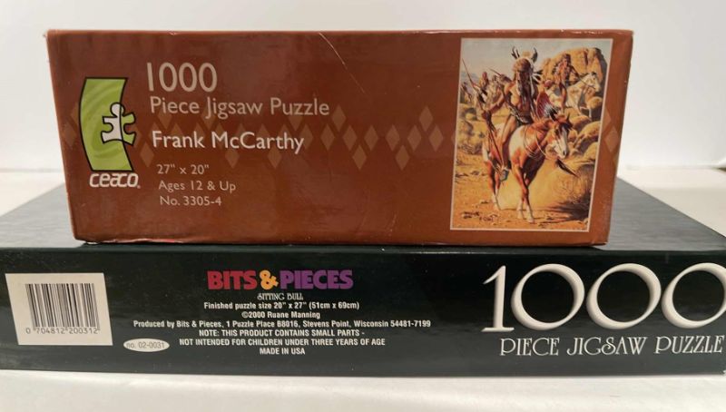 Photo 4 of NATIVE AMERICAN NIB SEALED 1000 PIECE PUZZLES- THE OLD NORTH TRAIL FRANK MCCARTHY & SITTING BULL BY RUANE MANNING