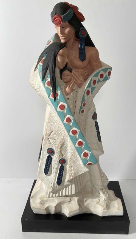Photo 1 of NATIVE AMERICAN SCULPTURE WARRIOR SQUAW PAPOOSE FIGURINE "THE GIFT OF LOVE" H-18 