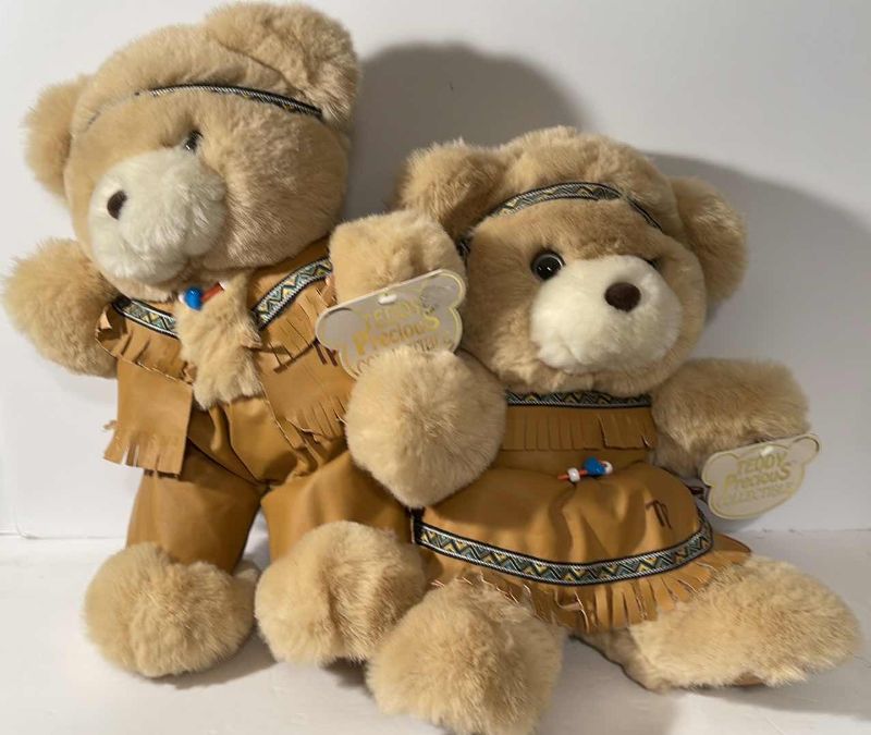 Photo 2 of VTG DANDEE BROWN BEARS TEDDY PLUSH INDIAN NATIVE AMERICAN TEDDY PRECIOUS