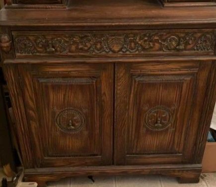 Photo 6 of ANTIQUE ORNATE CARVED WOOD SIDEBOARD  36x18x61