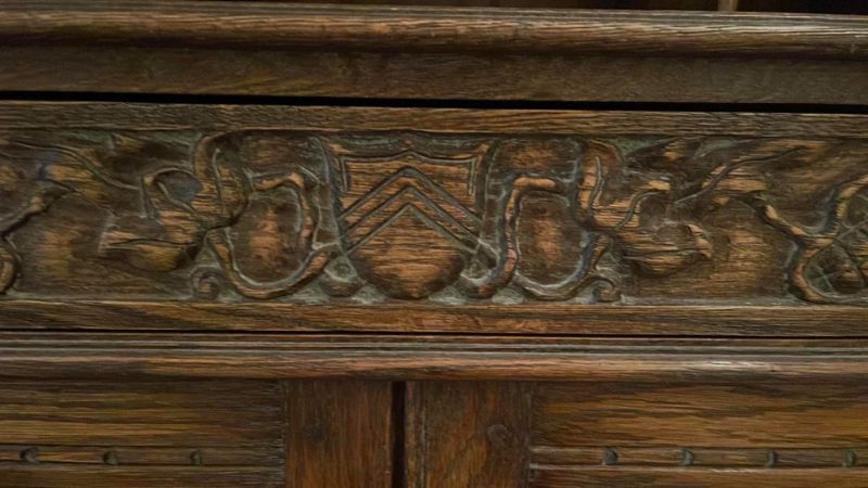 Photo 3 of ANTIQUE ORNATE CARVED WOOD SIDEBOARD  36x18x61