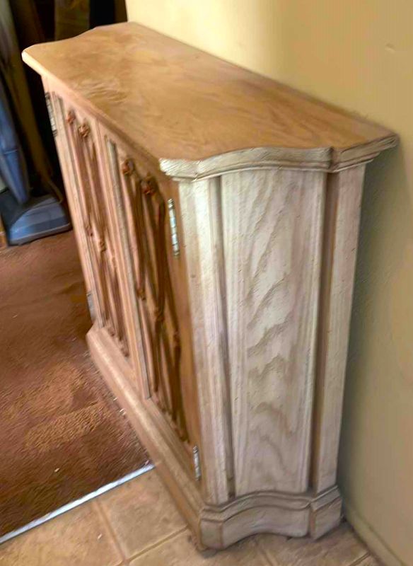 Photo 1 of VINTAGE WOODEN ENTRYWAY CABINET 33x11x32