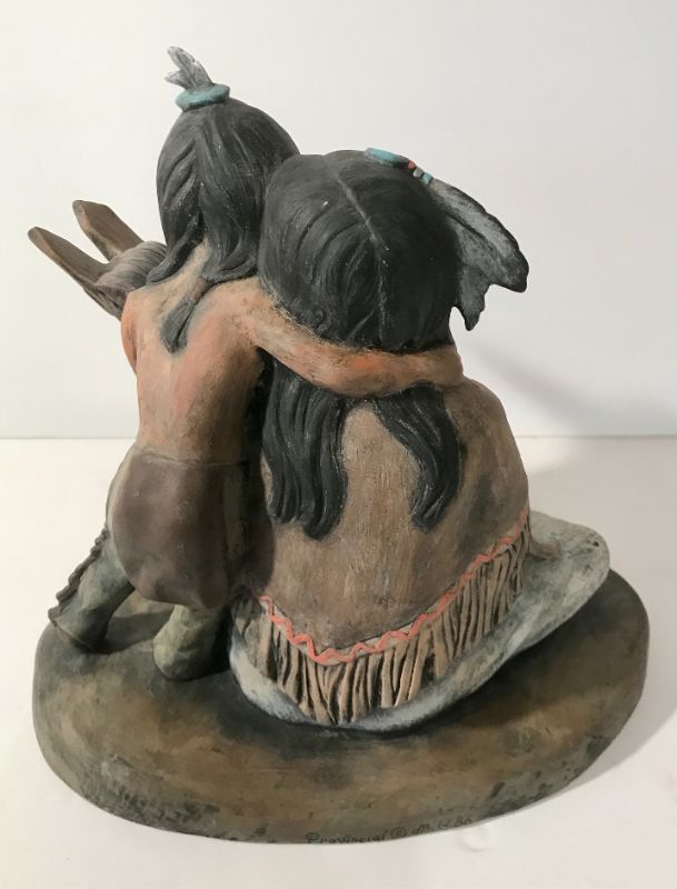 Photo 3 of NATIVE AMERICAN SQUAW WITH PAPOOSE AND CHILD HAND PAINTED CERAMIC STATUE 
H-9”