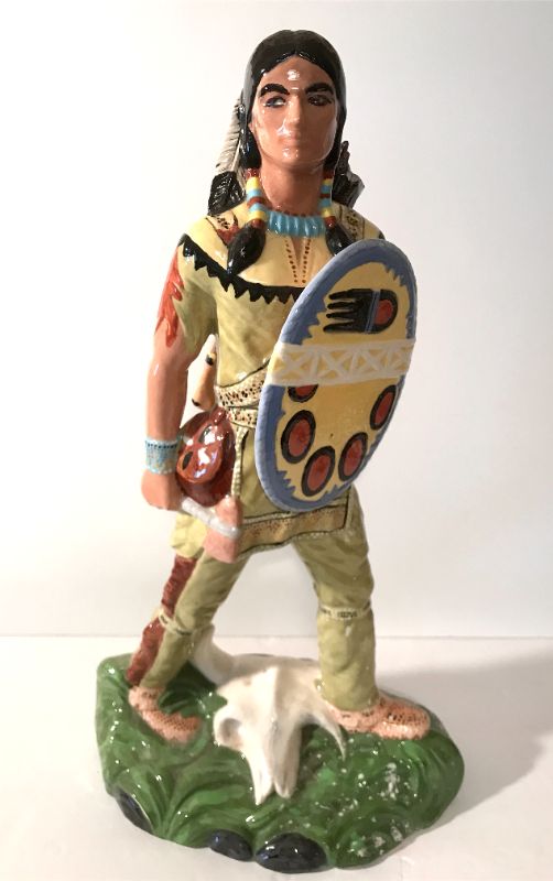 Photo 1 of NATIVE AMERICAN INDIAN WARRIOR HAND PAINTED GLAZED CERAMIC STATUS 
H-17”